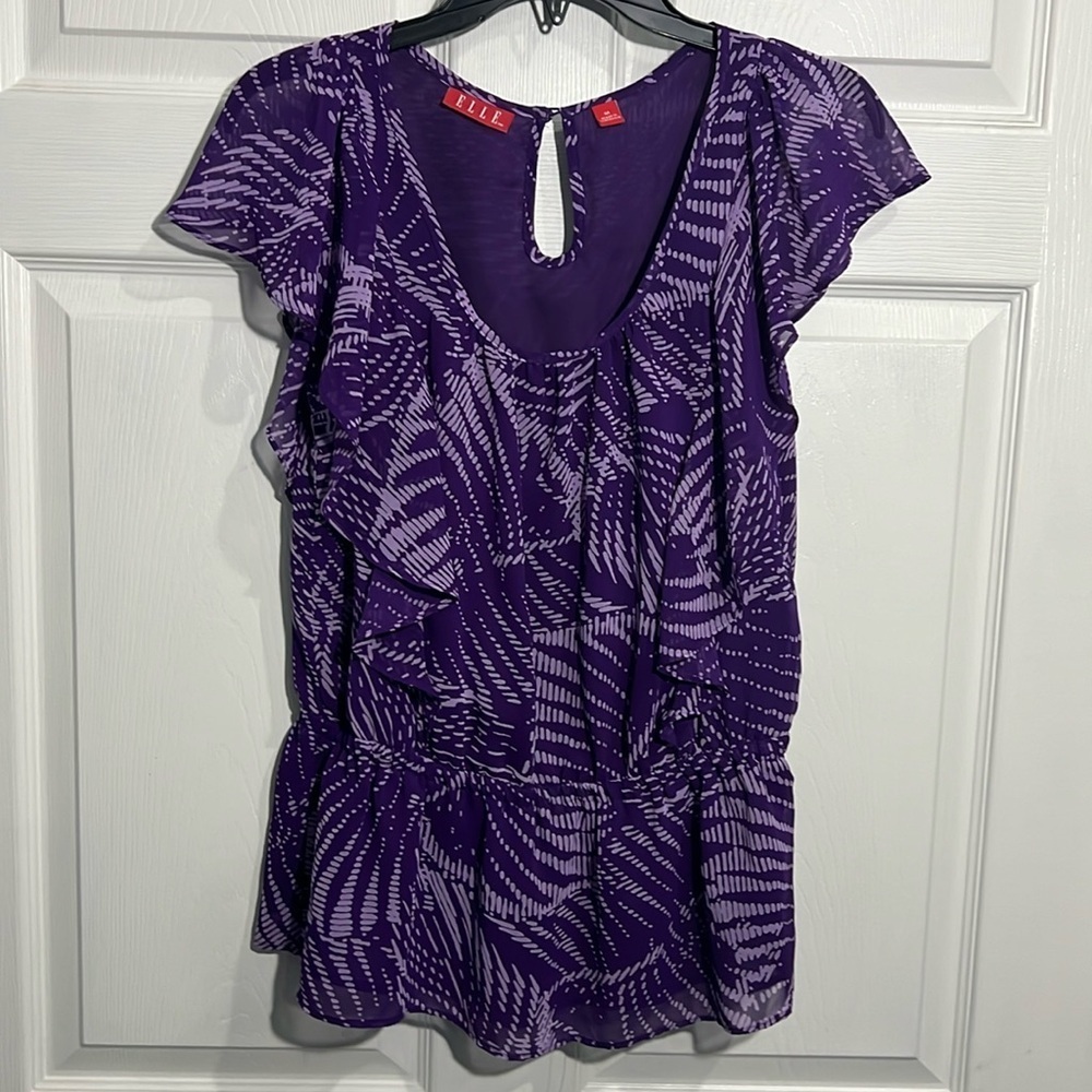 Elle Women’s Purple Ruffle blouse - size Medium